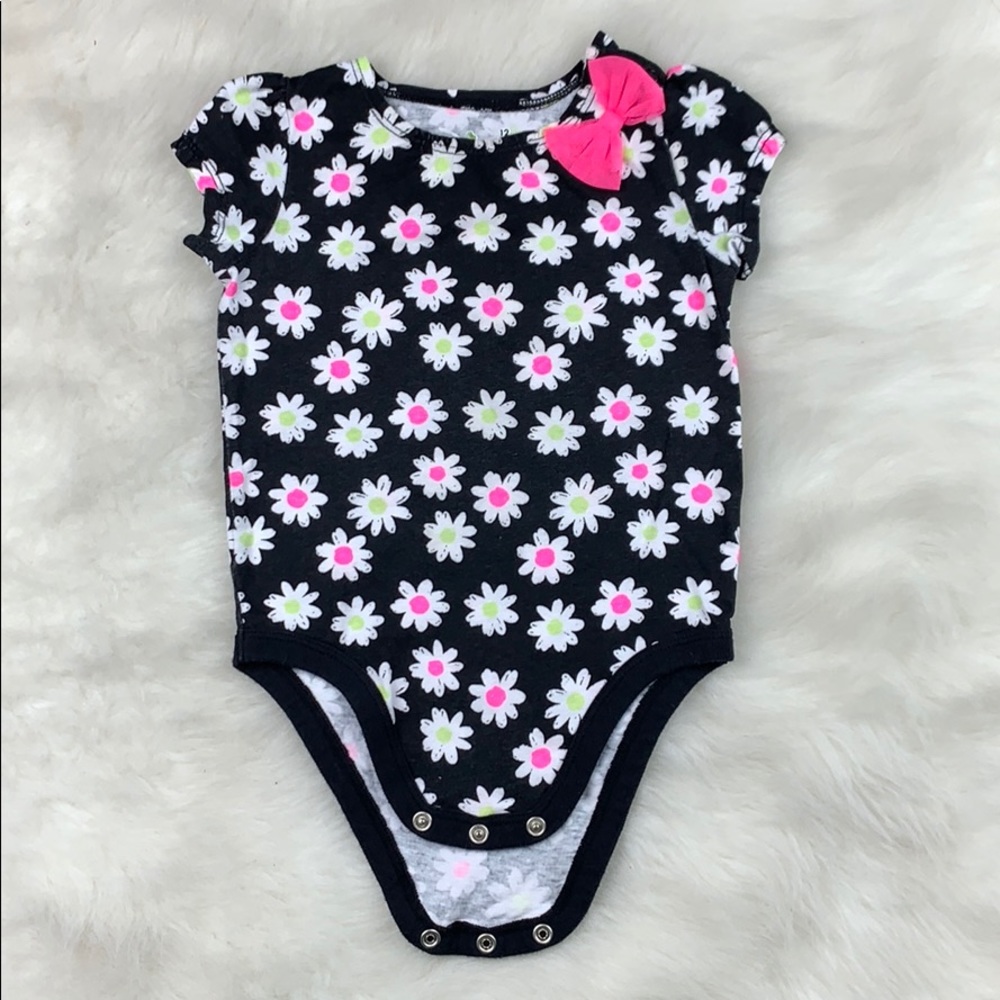 Baby Girl Black Floral Short Sleeve Onesie 12M